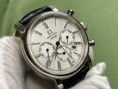 Reloj automático para hombre Solvil et Titus 天長地久 día-fecha luna esfera blanca cuero 21 joyas - Imagen 8 de 19