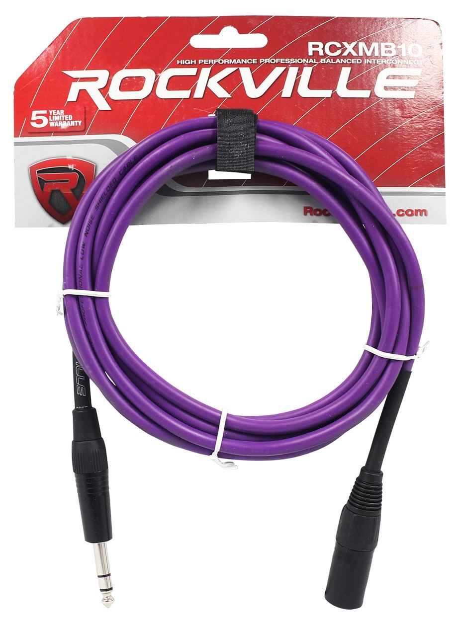 Кабель Rockville RCXMB10P 10 с разъемом REAN XLR -1/4 TRS Фиолетовый, 100% медь