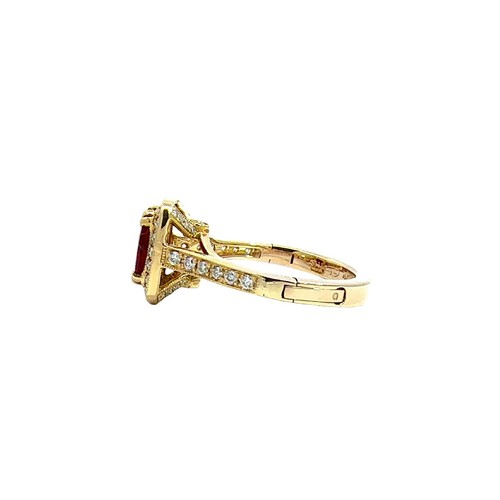 Anillo Vintage Oro Amarillo 14k 1.35ctw Rubí y Diamantes 0.40ctw Talla 5.75 - Imagen 4 de 6