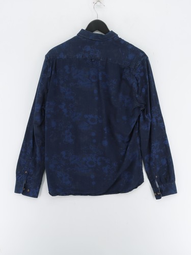 Racing Green Women's Shirt M Blue Floral 100% Cotton Long Sleeve Collared Basic - Picture 2 of 6
