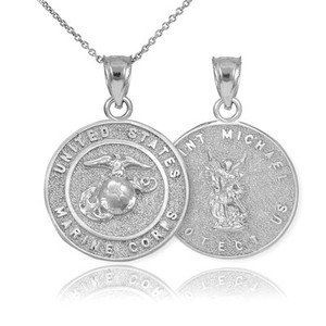 American Heroes Fine 14k White Gold St Michael Medal Protection Charm US Army Reversible Pendant Necklace 18 American Heroes Fine 14k White Gold St Michael Medal Protection Charm US Army Reversible Pendant Necklace 18