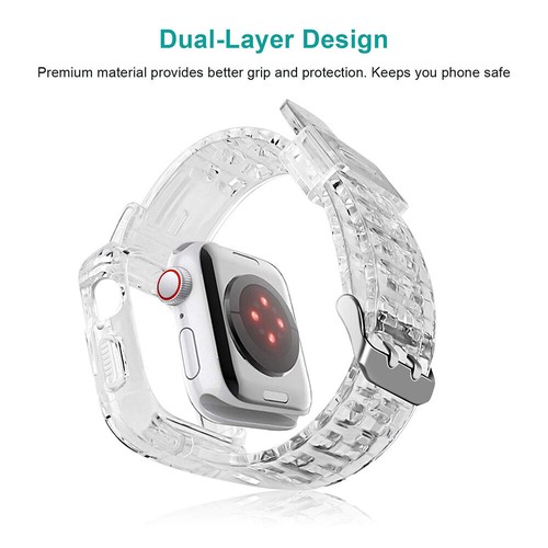 TPU Clear iWatch Band Strap +Case Sport for Apple Watch Series 8 7 6 SE 41/45mm - Picture 6 of 56