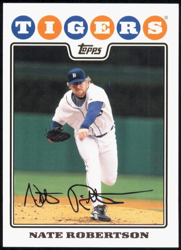 2008 Topps #403 Nate Robertson Detroit Tigers FACSIMILE AUTO Baseball Card - Picture 1 of 2