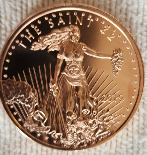 RARE Zombucks BU 1 oz .999 Pure Copper Series  The Saint 2019 Apocalypse Round - Afbeelding 1 van 2