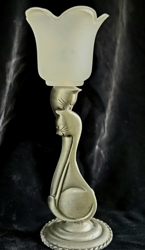 Candelabro vintage cuello largo gato metal votivo - Imagen 15 de 24