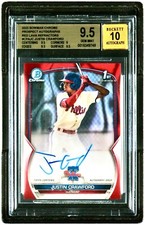 2023 Justin Crawford 1st Bowman Chrome Auto RED LAVA /5 Auto BGS 9.5/10 PHILLIES