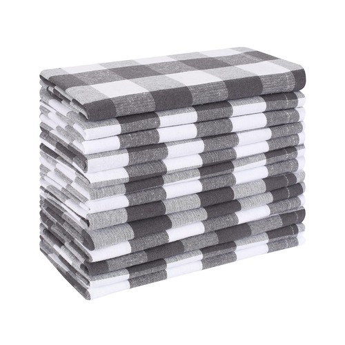 Cloth Dinner Napkin Gingham Plaid Check Fabric-18X18 Charcoal White Wedding N... - Picture 6 of 8