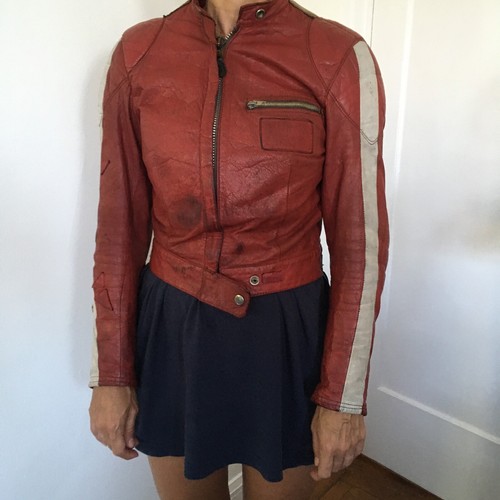 VINTAGE Swiss BRUBA goat leather Cafe Racer Motorcycle Jacket unisex sz 4 - Picture 4 of 19