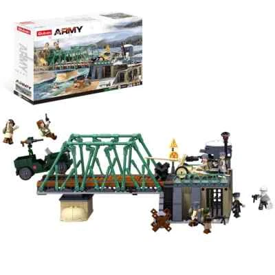 SLUBAN 769PCS WW2 Schlacht Von Budapest Brücke Szene Bausteine Ansicht Modell Brick DIY