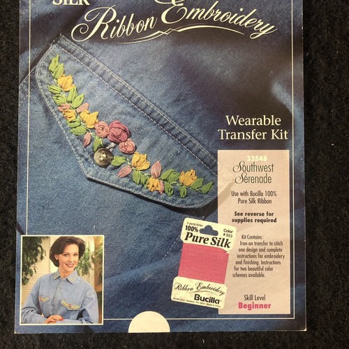 4 Silk Ribbon Embroidery Wearable Transfer Kits Bucilla Floral Designs Clothing - Picture 5 of 5