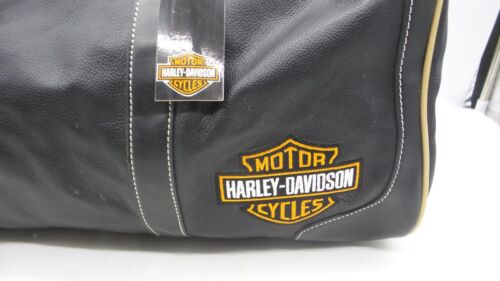 Harley Davidson Leder Seesack Reise schwarz Motorrad Handgepäck 22x10x12 NEU - Bild 2 von 13