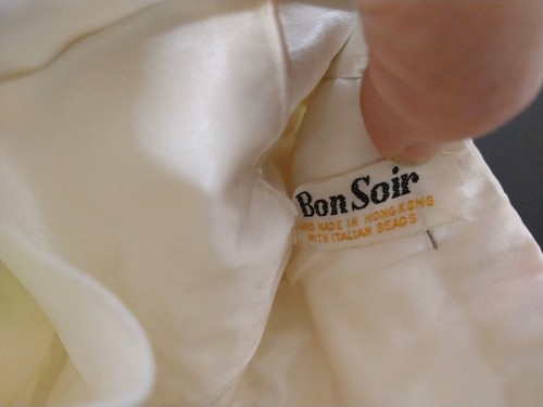 Bolso sin asas Bon Soir de colección hecho a mano crema cierre a presión cuentas italianas - Imagen 4 de 6