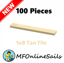 **NEW** 100x Genuine LEGO 1x8 Tiles - Tan - Bulk Lot Piece #4162