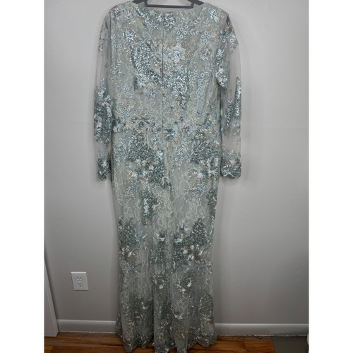 Mac Duggal 67539 V Neck Illusion Long Sleeve Embellished Evening Gown Sz. 14 NWT - Picture 5 of 8