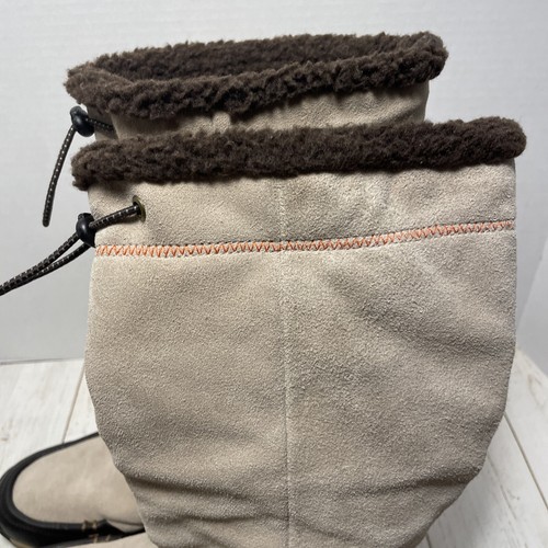 Lands End Size 9B Calf High Suede Leather Rubber Sole Sherpa Lined Winter Boots - Picture 12 of 15