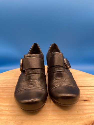 Baretraps Wedge Loafer TASHA Women's Sz 6M Black Leather Adjustable Strap - Picture 4 of 10