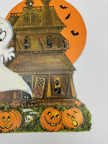 Ghost Haunted House Cut Out Vintage Halloween Decoration Cardboard. M1 - Picture 4 of 8