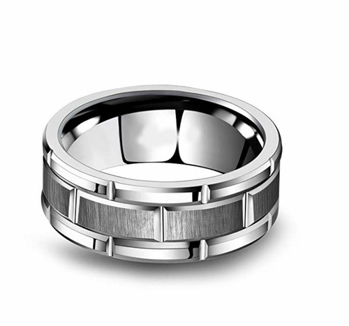 Yurman Herrenring Titan Rillenschliff matt gebürstet Mitte Ehering Ring 9 mm - Bild 2 von 3
