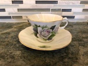 Vintage-Royal-Dover-Bone-China-White-Roses-Tea-Cup-amp-Saucer-Made-In-England