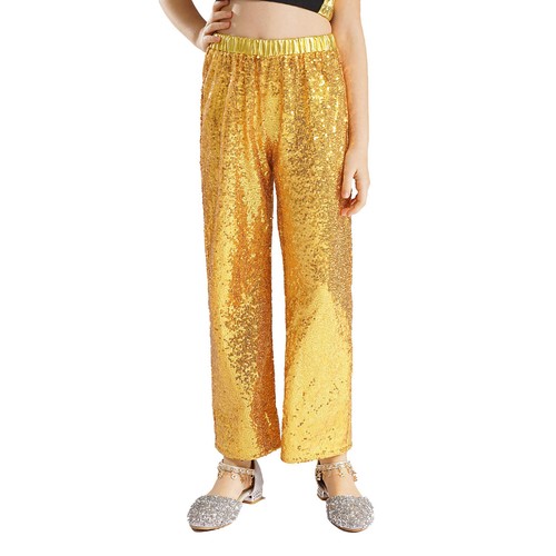 Kids Girls Pants School Trousers Sequin Dance Jazz Bottoms Sparkling Sequins - Picture 10 of 76