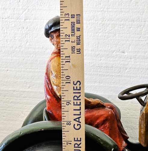 Vintage Skulptur Figur Traktor mit Bauernfahrer groß 18" Länge 16 Pfund - Bild 23 von 24