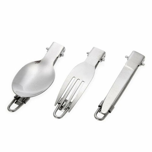 UP 9X Reusable Foldable Knife Spoon Fork Travel Camping Picnic Folding Utensil - Picture 8 of 11