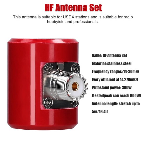 Durable 14M-30MHz Stainless Steel QRP HF Antenna Replacement Part For USDX Radio - Zdjęcie 14 z 16