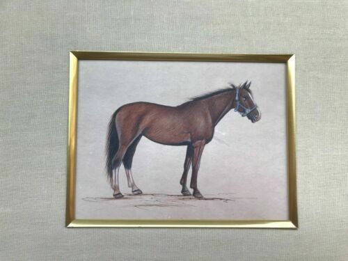 Old or antique look miniature paper painting of A HORSE - Bild 1 von 3