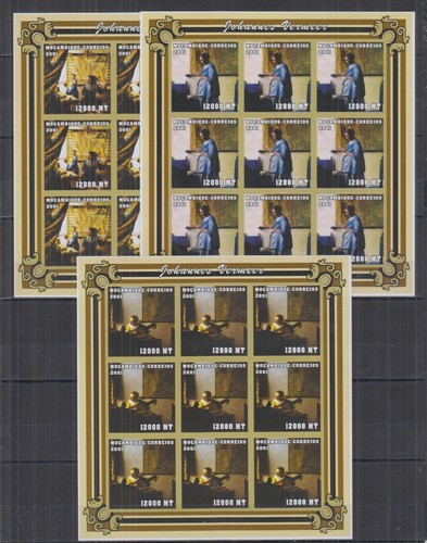 ST250I9. Mozambique - MNH - Johannes Vermeer - Painter - Sheets of 9 imperf - Picture 2 of 2