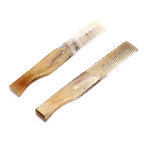 Women Ox Horn Fine Tooth Pocket Folding Comb All Hair Types Beard Mustache LT - Picture 4 of 12