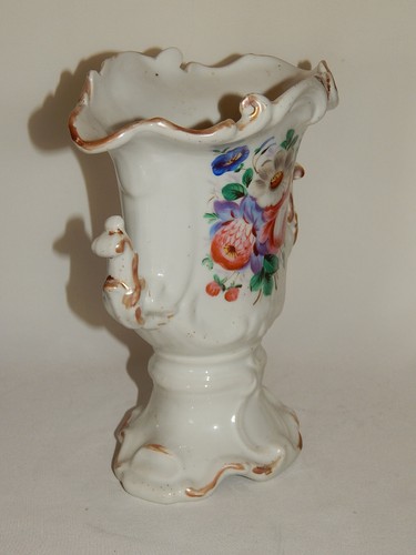 Vase Porzellan Spät - Biedermeier bemalt Blumenbukett - Picture 4 of 10