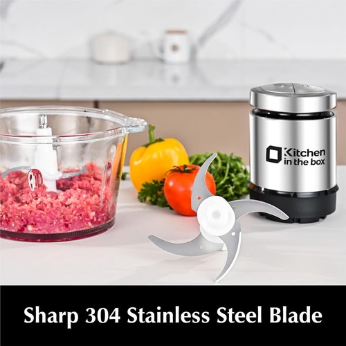 Electric Food Processor Meat Chopper Grinder Vegetable Fruit Blender 2x 2L Bowls - Picture 9 of 12