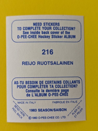 1983-84 O-Pee-Chee HNL Hockey Stickers...OPC U-Pick.. 166 to 330 - Picture 103 of 343