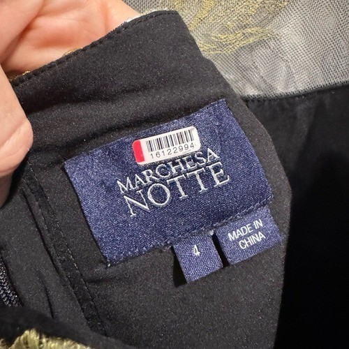 Marchesa Notte schwarz weiß Blumen bestickt Kleid Gr. 4 - Bild 6 von 8