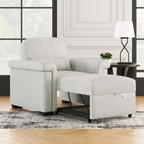 3 in 1 Convertible Sleeper Chair Sofa Bed Pull Out Couch Sofa Armchair w/ Pillow - Picture 33 of 56