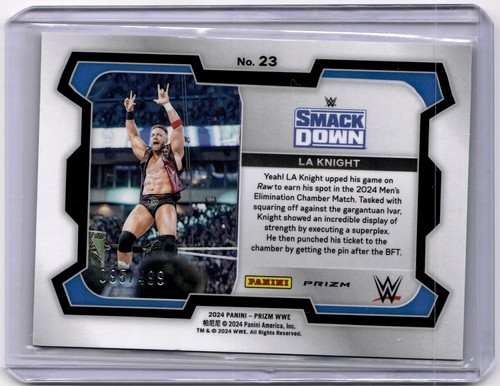 LA Knight 2024 Panini Prizm WWE Pulsar Prizm #23 WWE Smackdown #095/499 - Picture 2 of 2