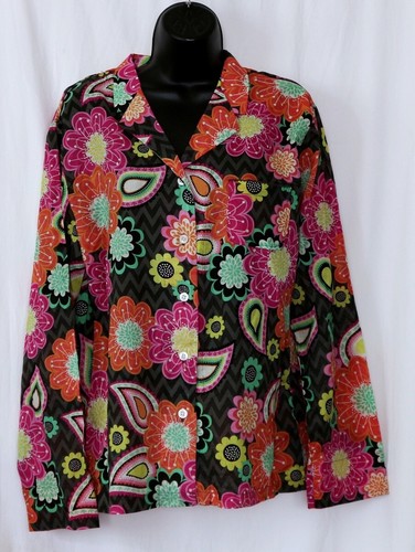 VERA BRADLEY Ziggy Zinnia Pattern Cotton Blouse or
