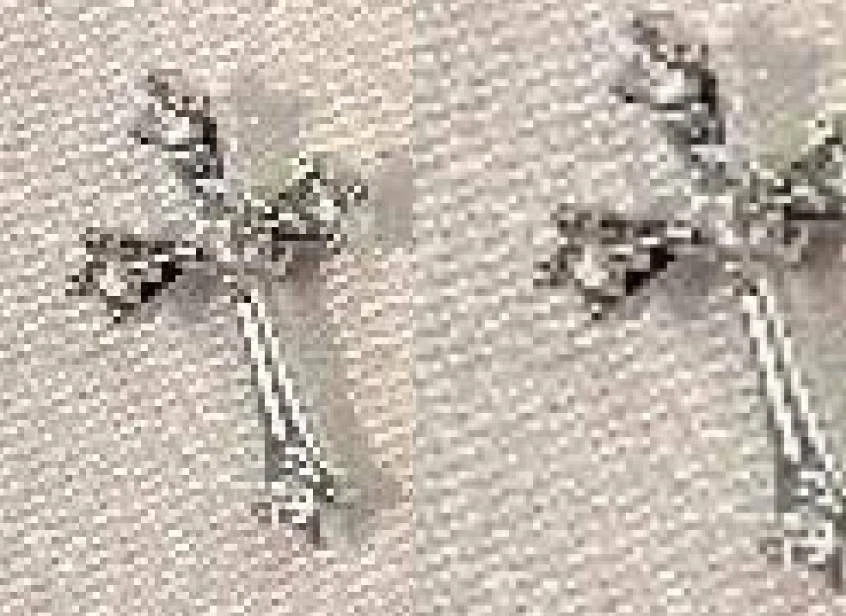 Croce Orecchini Argento Zircone Cubico Oro Bianco Religioso Qualità Nuovo - Immagine 2 di 4