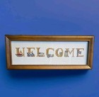 New ListingWelcome Cross Stitch Embroidery Framed Under Glass Wall Art Country Cottage Vtg