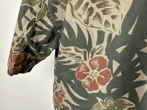 90s Y2K No Boundaries Hawaiihemd Herren M Floral Leaf Aloha Robust Cotton Vintage - Bild 10 von 16