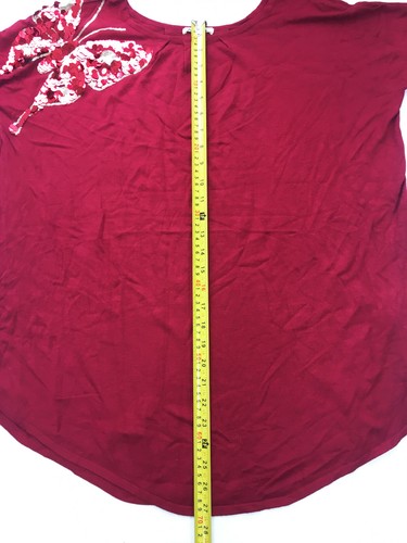 Papillonne Red with Sequin Butterfly Design Jumper - C46", L27" - (#53) - Picture 3 of 5