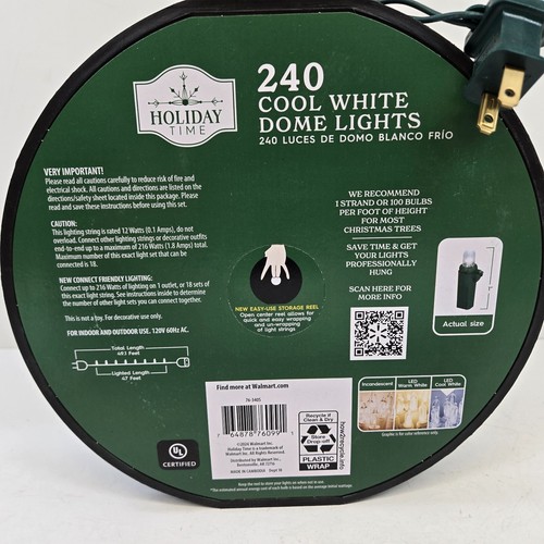 Holiday Time - 240 LED Cool White Dome Lights Green Wire 47 Ft Roll - Picture 5 of 6