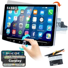 10" Single 1 Din Rotatable Screen Android 12 Car Radio GPS Carplay Stereo Player