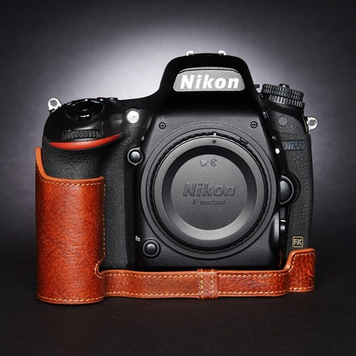 Custodia mezza fotocamera in vera pelle fatta a mano per Nikon D850 D750 - Foto 19 di 23
