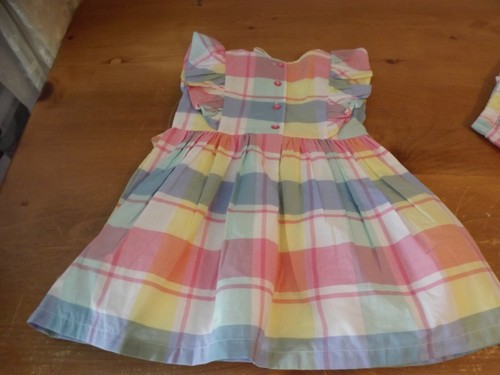NEW TOMMY BAHAMA Baby Girl 12M Pastel Plaid 3 PC DRESS/ BONNET / BLOOMERS NWT - Picture 8 of 13
