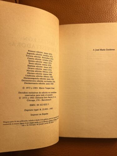 Pantaleon y las visitadoras by Mario Vargas Llosa (1983 Seix Barral Pb edition) - Picture 6 of 7