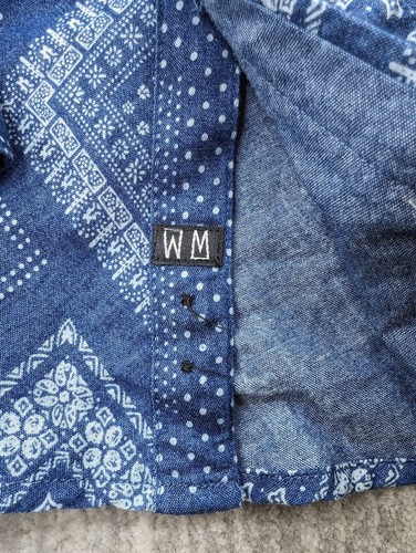 Wolf & Man Mens Paisley Long Sleeve Button Up Shirt Medium Blue Beach Casual - Picture 5 of 10