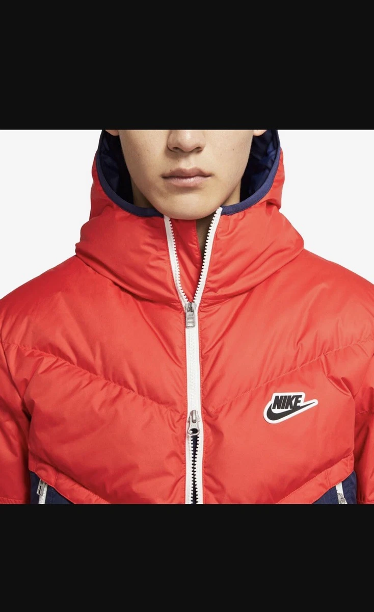 NIKE WINTER DOWN PARKER JACKET COAT WNDRNR MEN XL RED BLUE NWT ZIP