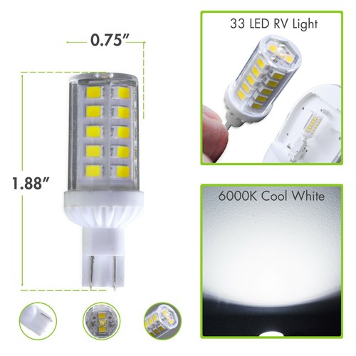 2 Leisure 33 LED RV Trailer Replacement interior Light Bulb T10/194 Wedge CW - Bild 3 von 12