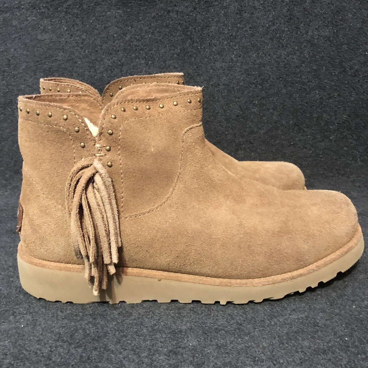 Ugg Boots Women's Size Brown Sheepskin Lined Suede Low Ankle